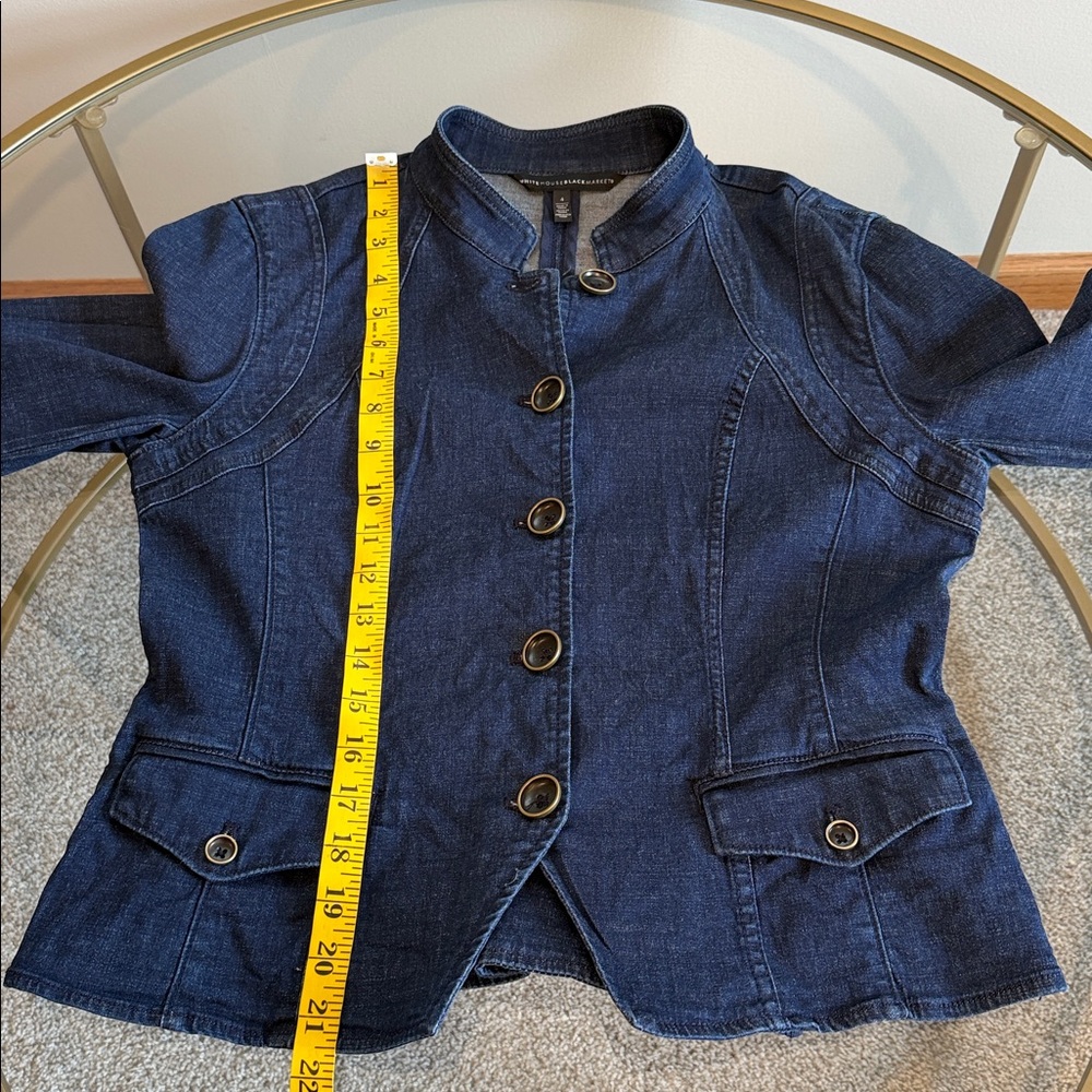 White House Black Market Denim Jacket with mandarin collar Size 4 - Picture 12 of 16